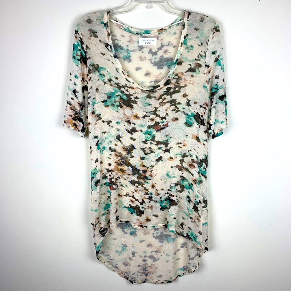 Zara Women Floral Hi Lo Tunic Top